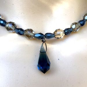 SWAROVSKI CRYSTAL GREY & BLUE BEADED NECKLACE